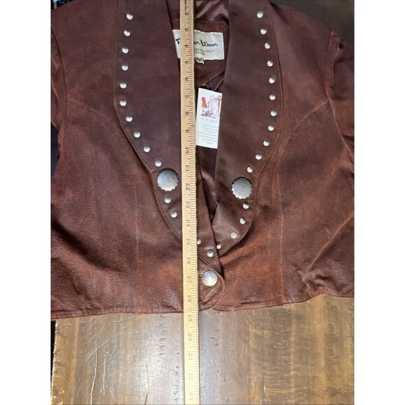 VTG Red Pioneer Wear Leather Suede Ladies Country Western Jacket Cropped SIZE L - Picture 9 of 9